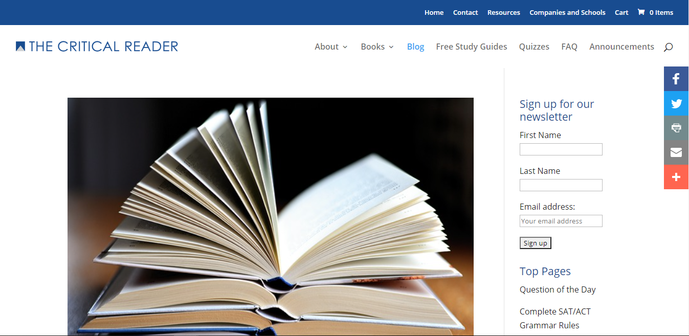 The Critical Reader - trang web học sat trực tuyến