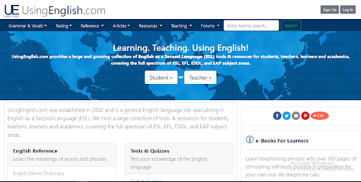 trang web luyện thi IELTS Using English